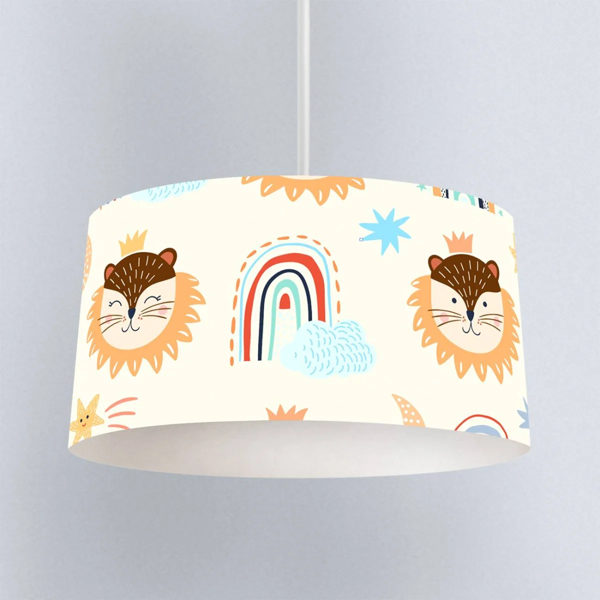 Orman Hayvanları Sarkıt Avize | Beyaz gökkuşağı, yıldız Desenli