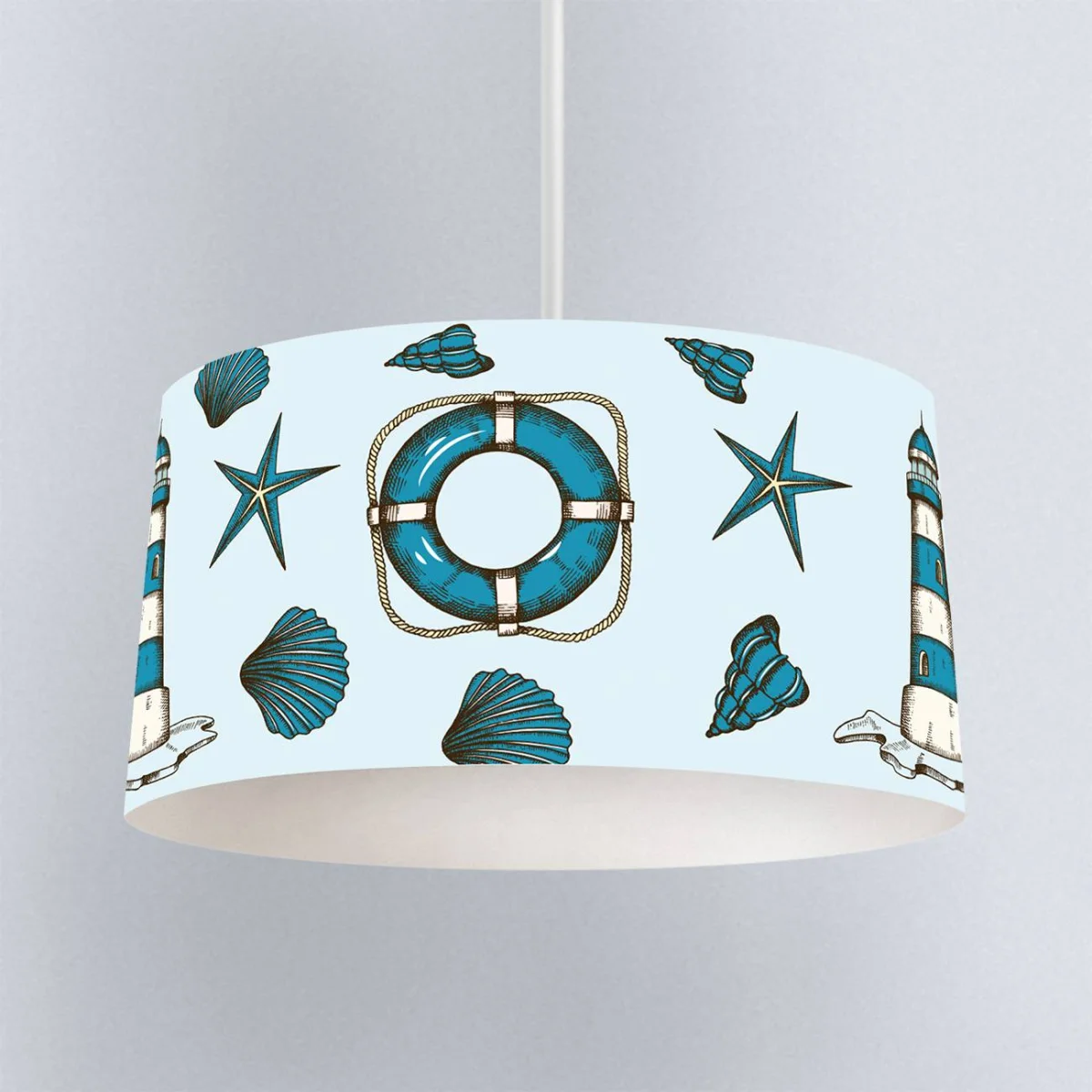 Denizcilik Sarkıt Avize | Mavi Çapa, can simidi Desenli