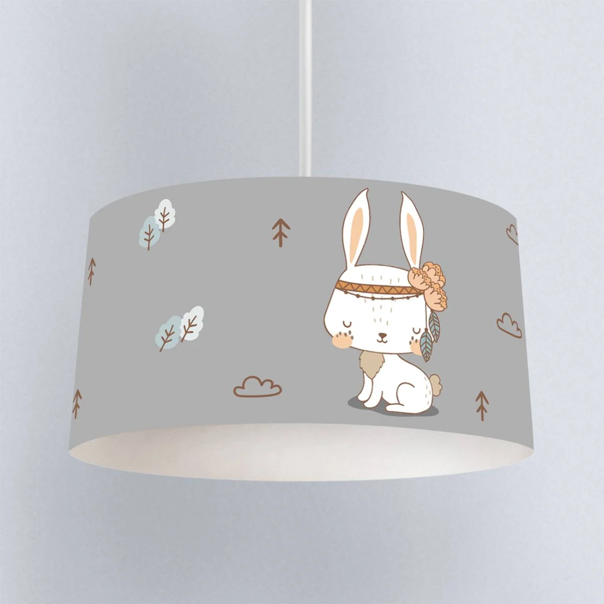 Orman Hayvanları/Tavşan Sarkıt Avize | Gri Oklar, ağaçlar Desenli