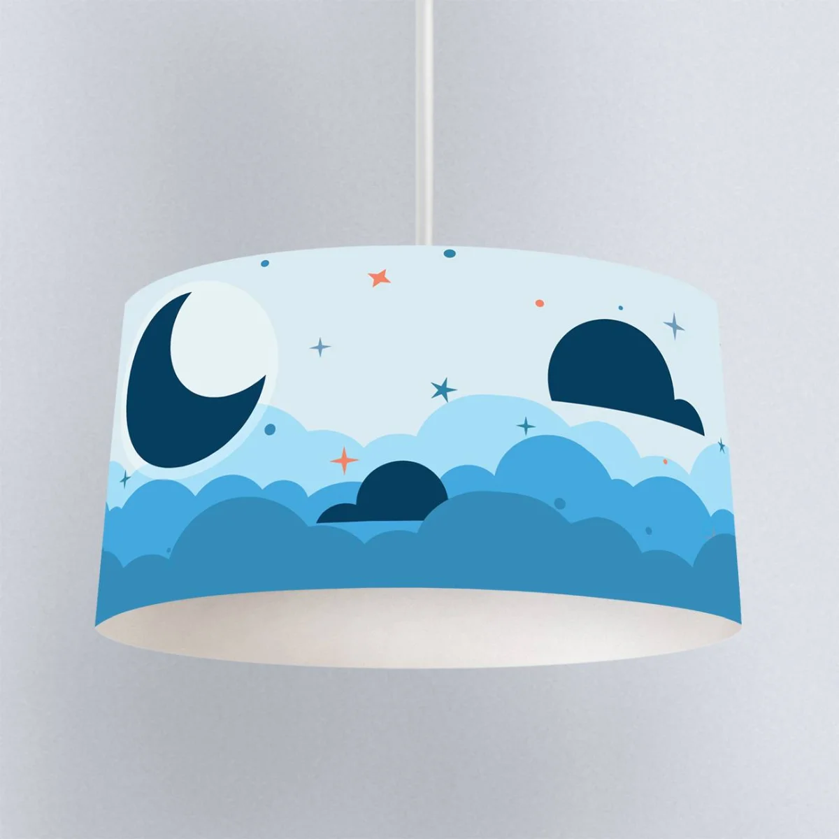 Ay ve Bulutlar Sarkıt Avize | Mavi Ay, bulut Desenli