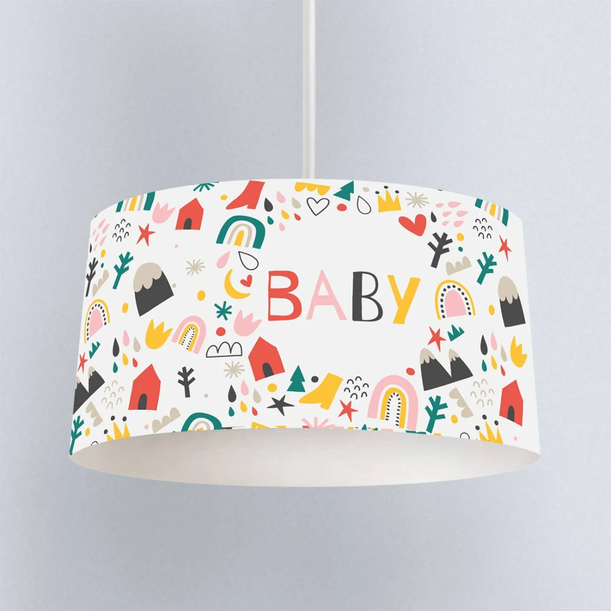 Baby teması Sarkıt Avize | Beyaz gökkuşağı, dağlar Desenli