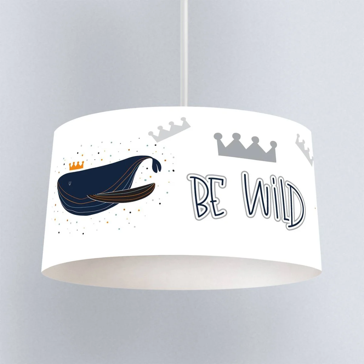 Deniz Hayvanları (Balina, Ahtapot) Sarkıt Avize | Beyaz Taç, minik noktalar Desenli