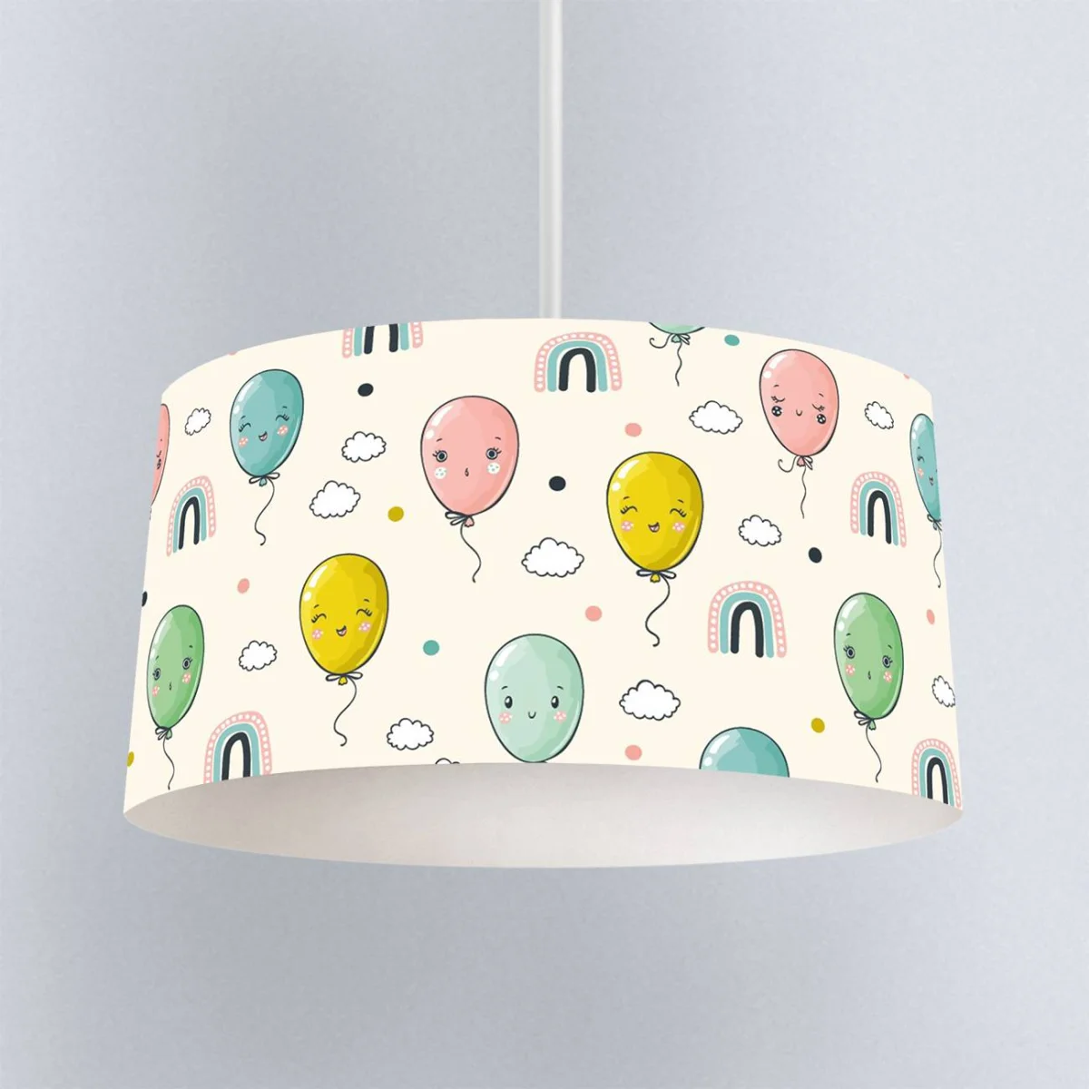 Sevimli Balonlar Sarkıt Avize | Ekru gökkuşağı, bulutlar Desenli