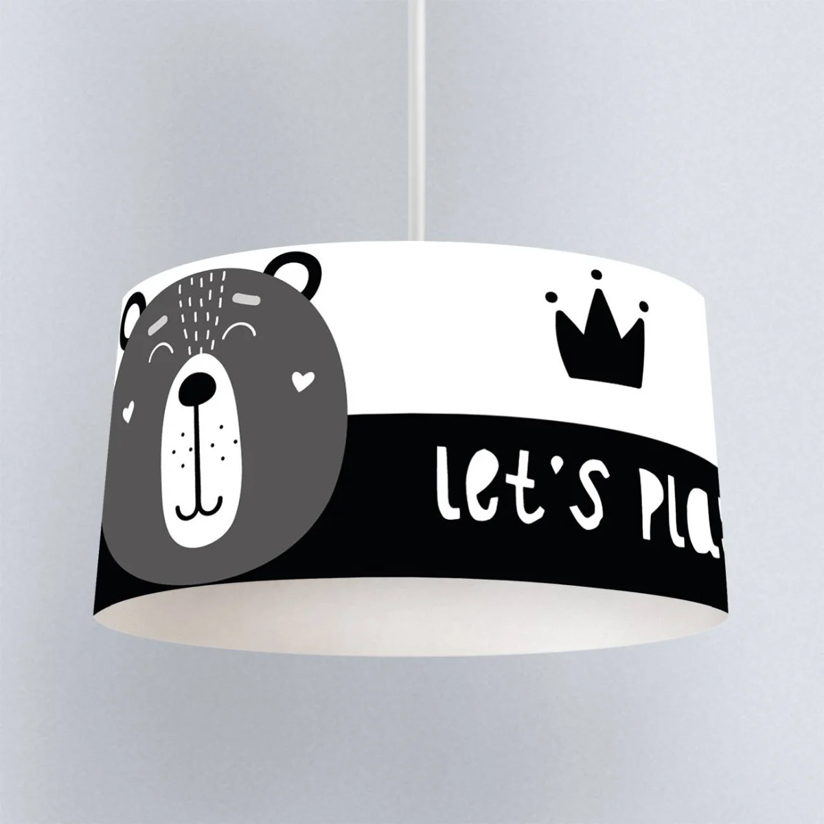 Kral Ayı Sarkıt Avize | Beyaz taç, Let's Play yazısı Desenli