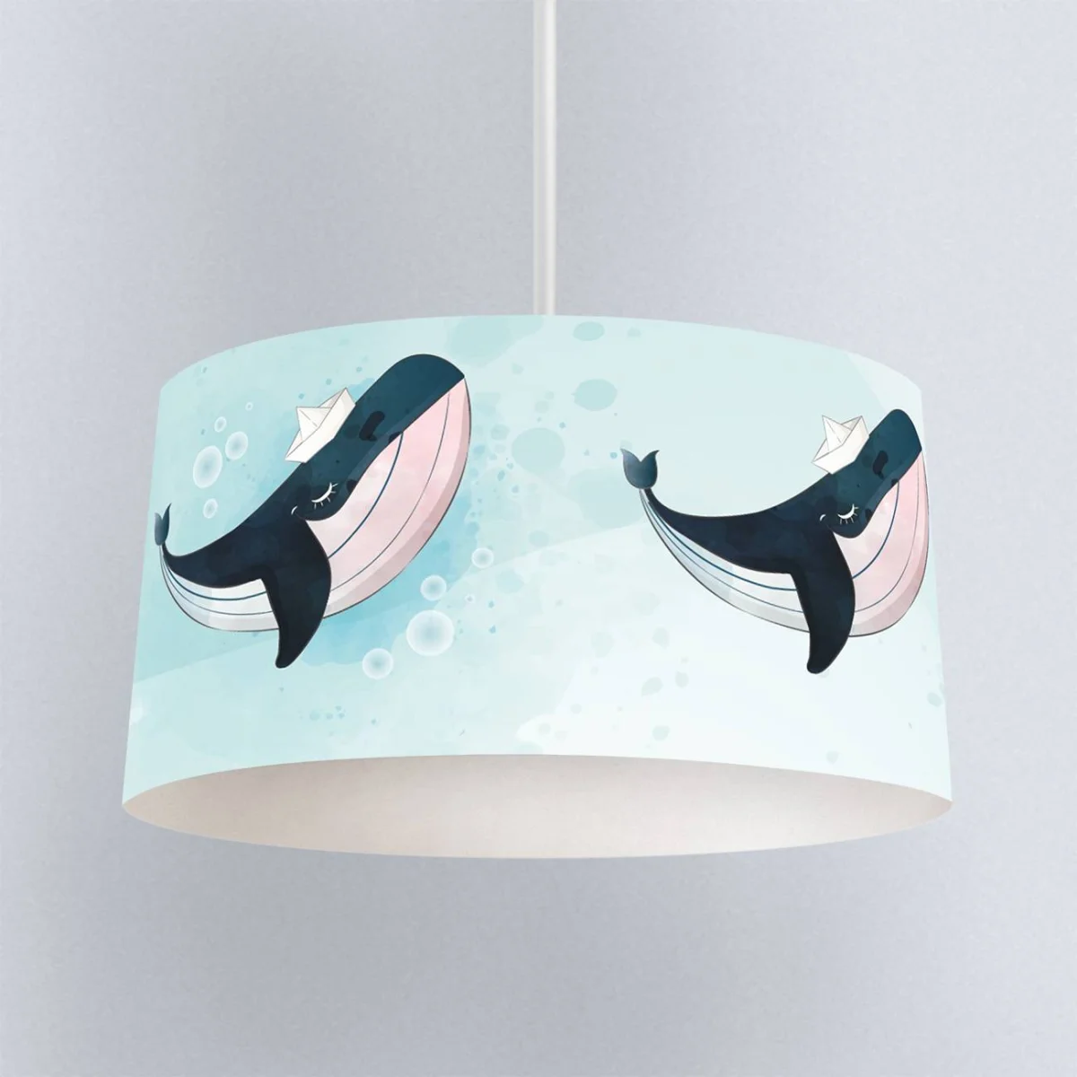 Balina Sarkıt Avize | Açık Mavi Baloncuklar, kağıt gemi Desenli