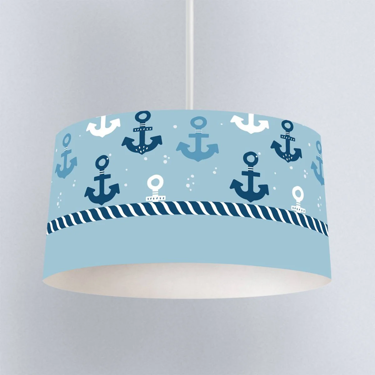 Çapa Sarkıt Avize | Mavi Halat deseni, beyaz noktalar Desenli