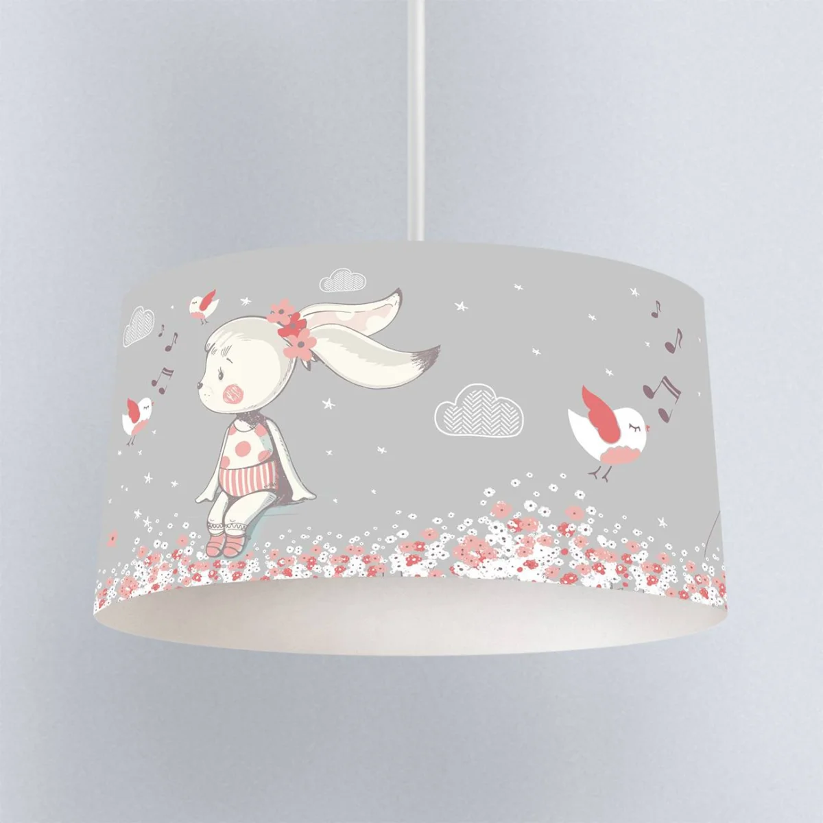 Tavşan ve Kuşlar Sarkıt Avize | Gri Bulut, yıldız Desenli