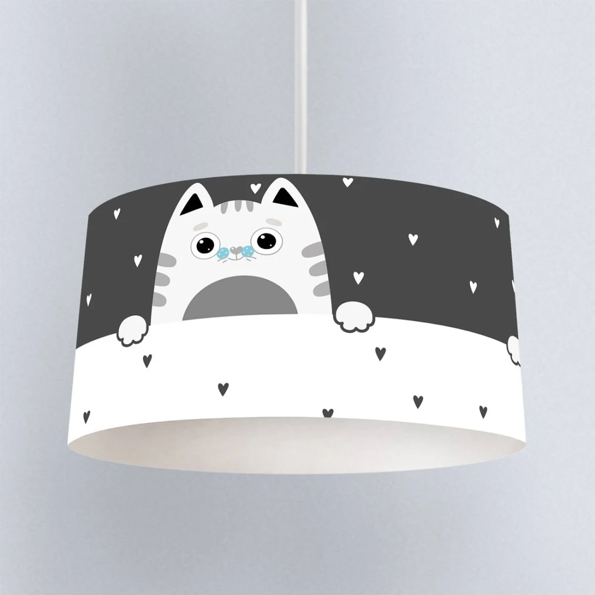 Kedi Sarkıt Avize | Beyaz kalp desenleri, kuşlar Desenli