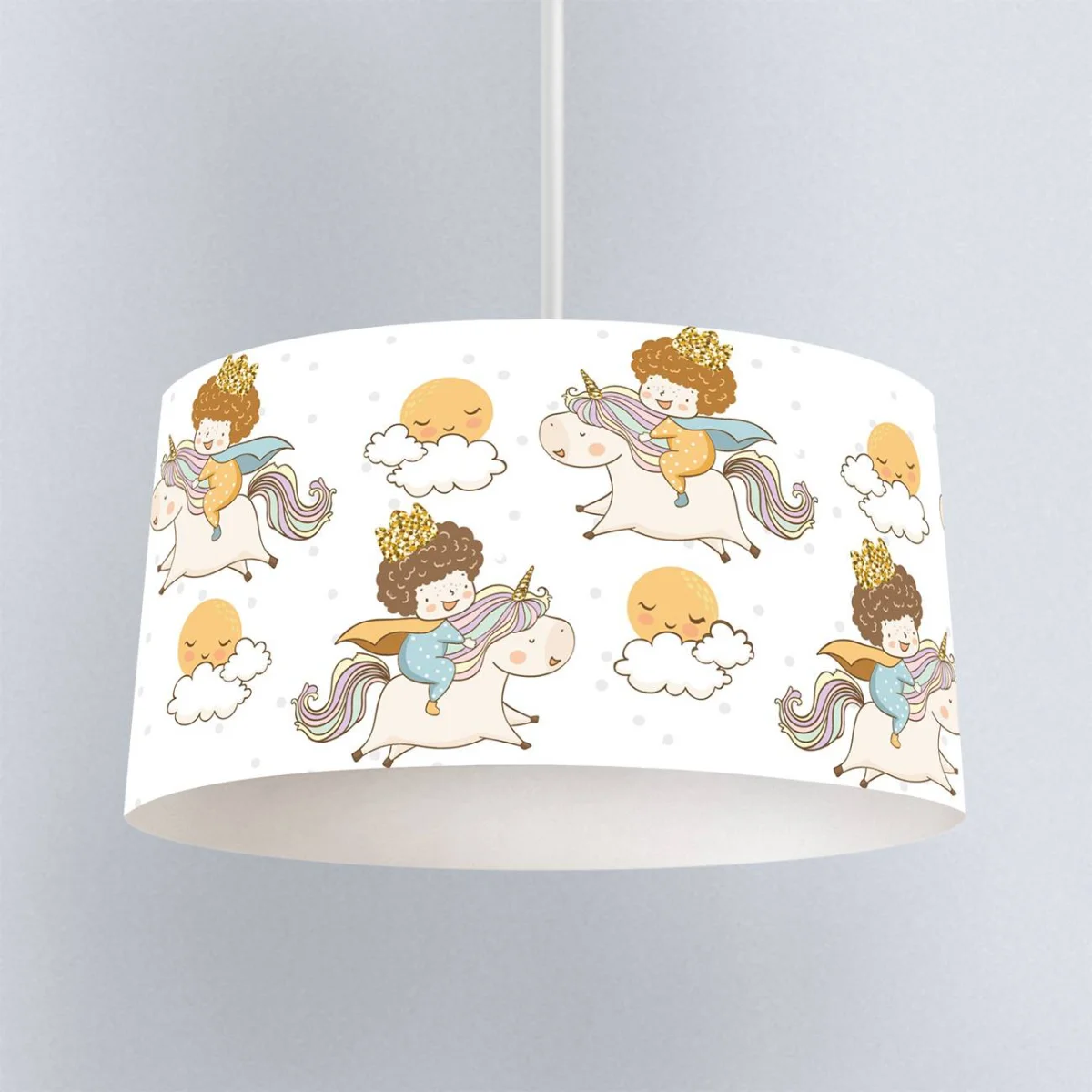 Unicorn Sarkıt Avize | Beyaz yıldız, bulut Desenli