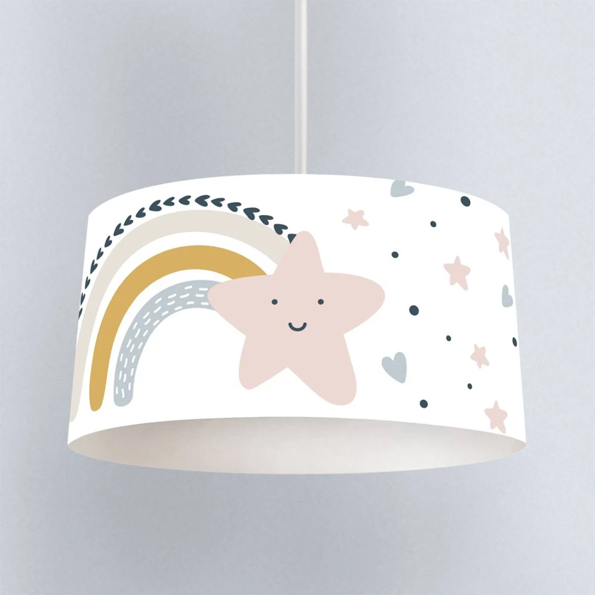 Gökkuşağı ve Yıldızlar Sarkıt Avize | Beyaz gökkuşağı, yıldızlar Desenli