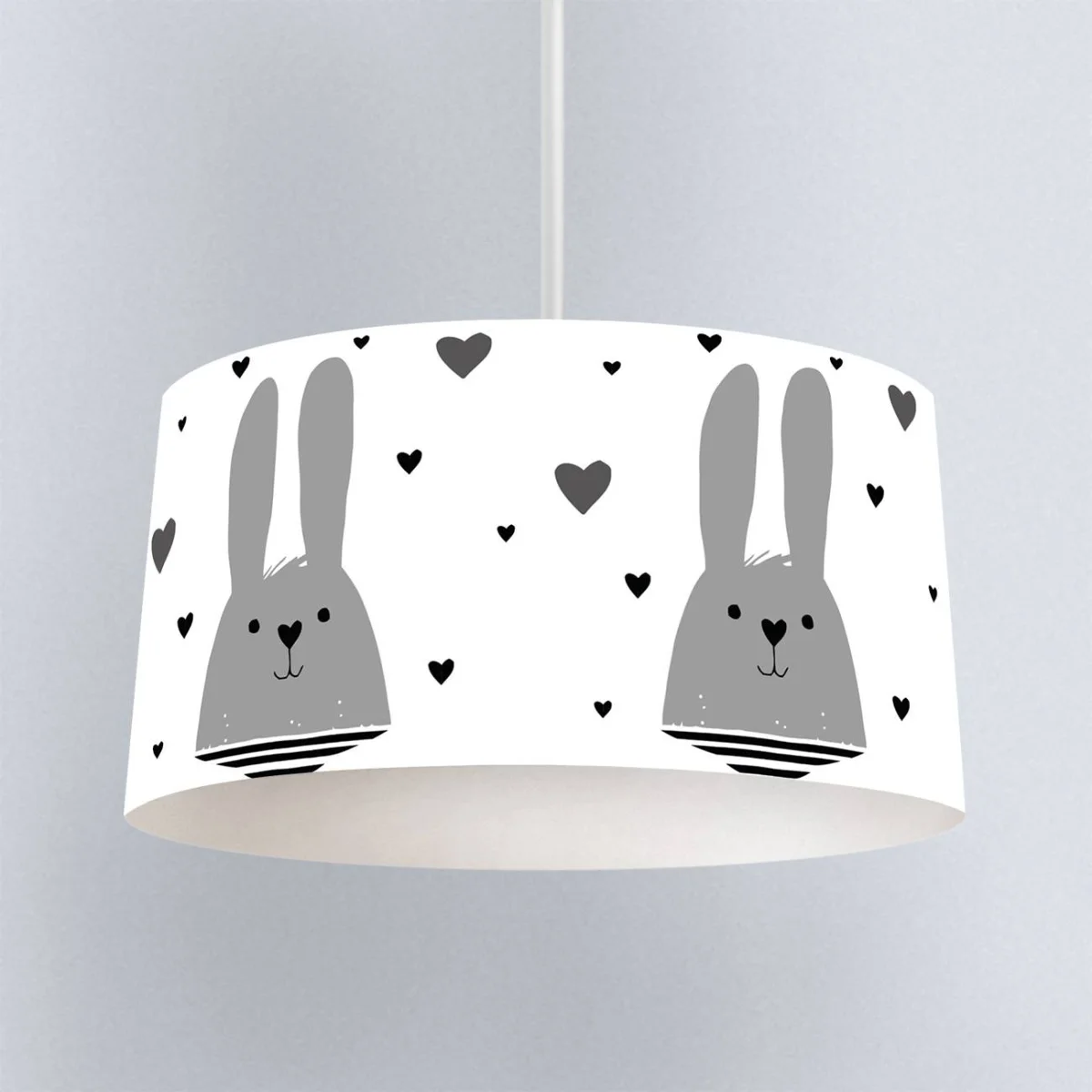 Tavşan Sarkıt Avize | Beyaz kalp desenleri Desenli