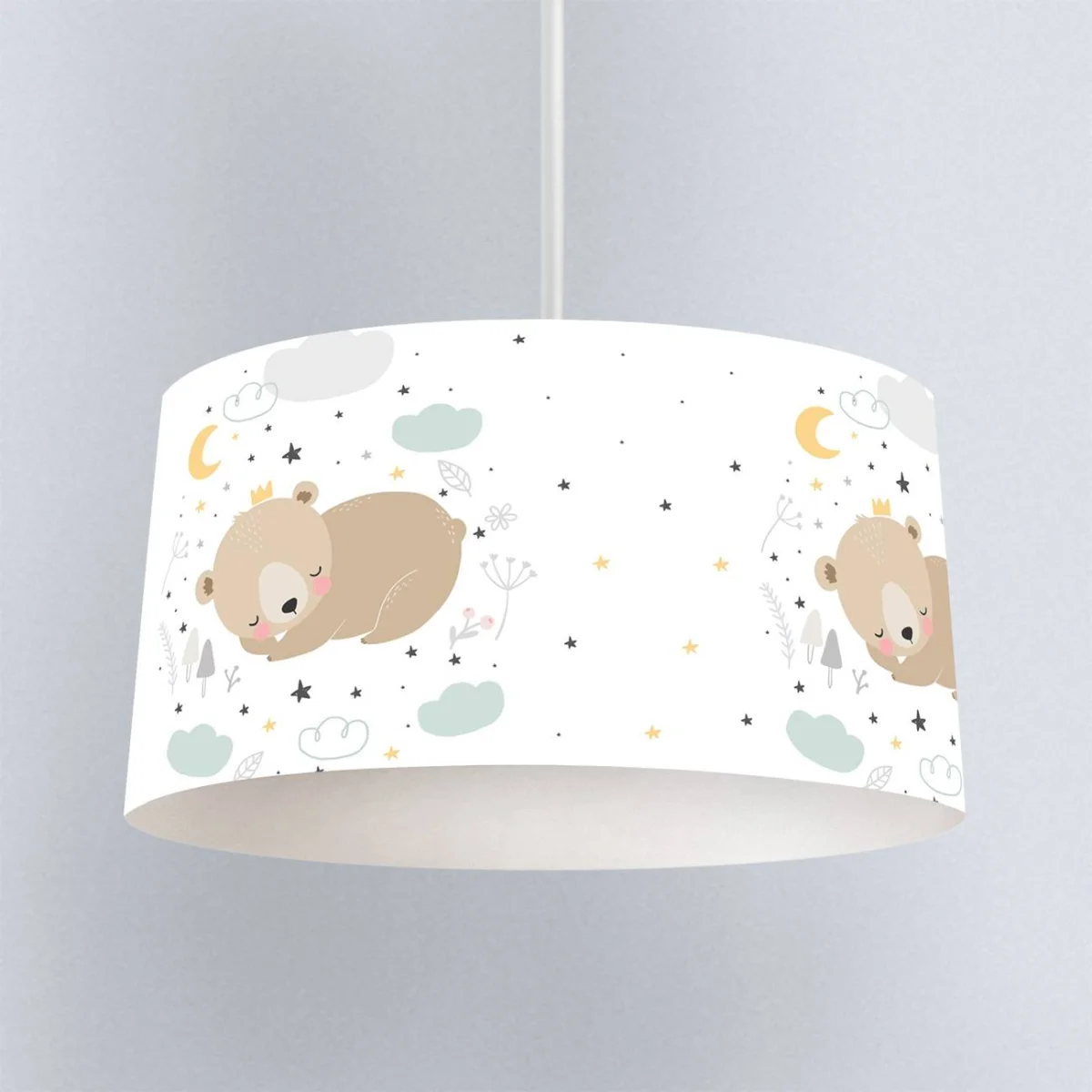 Uyuyan Ayı Sarkıt Avize | Beyaz Ay, yıldızlar Desenli