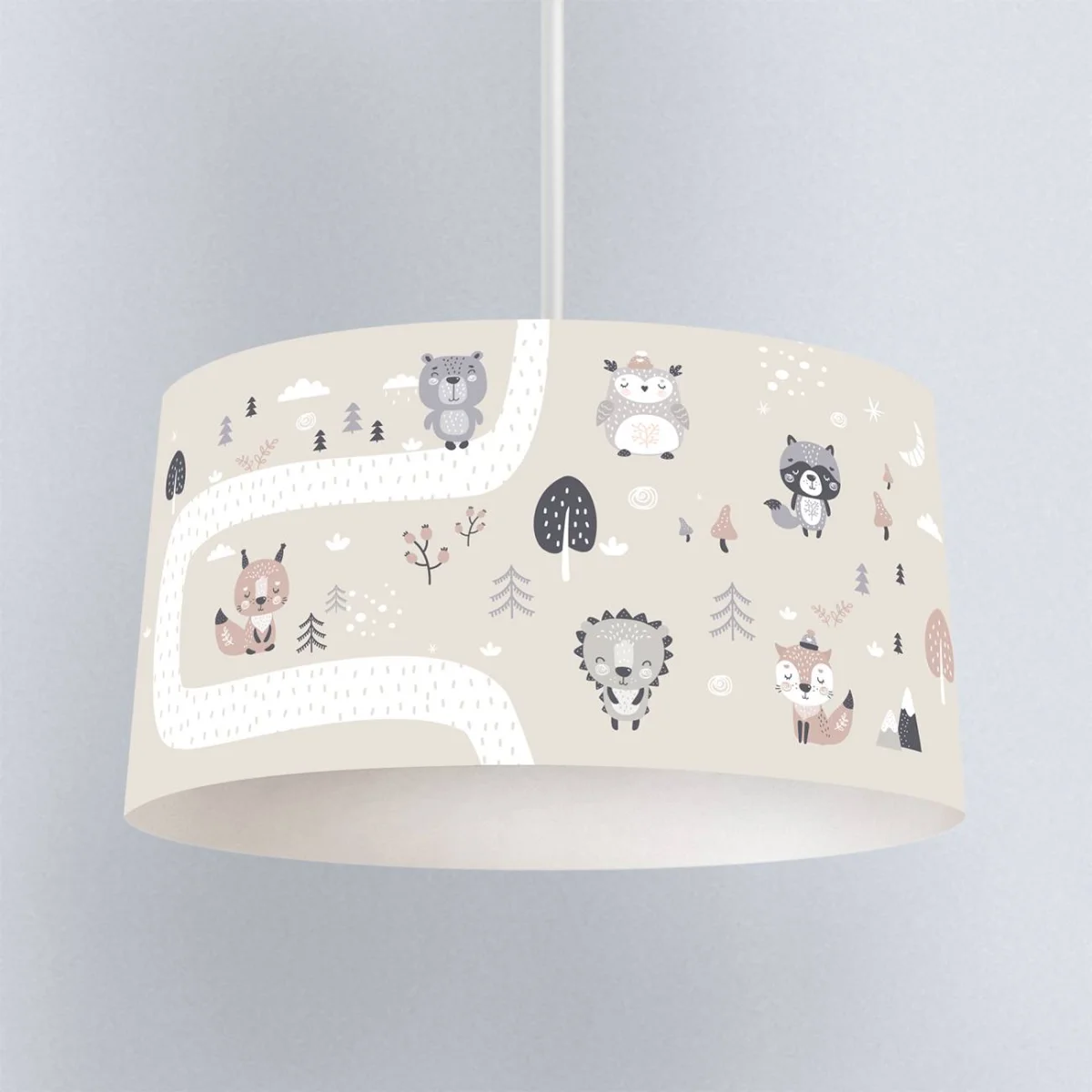 Orman Hayvanları Sarkıt Avize | Bej Yol, ağaçlar Desenli