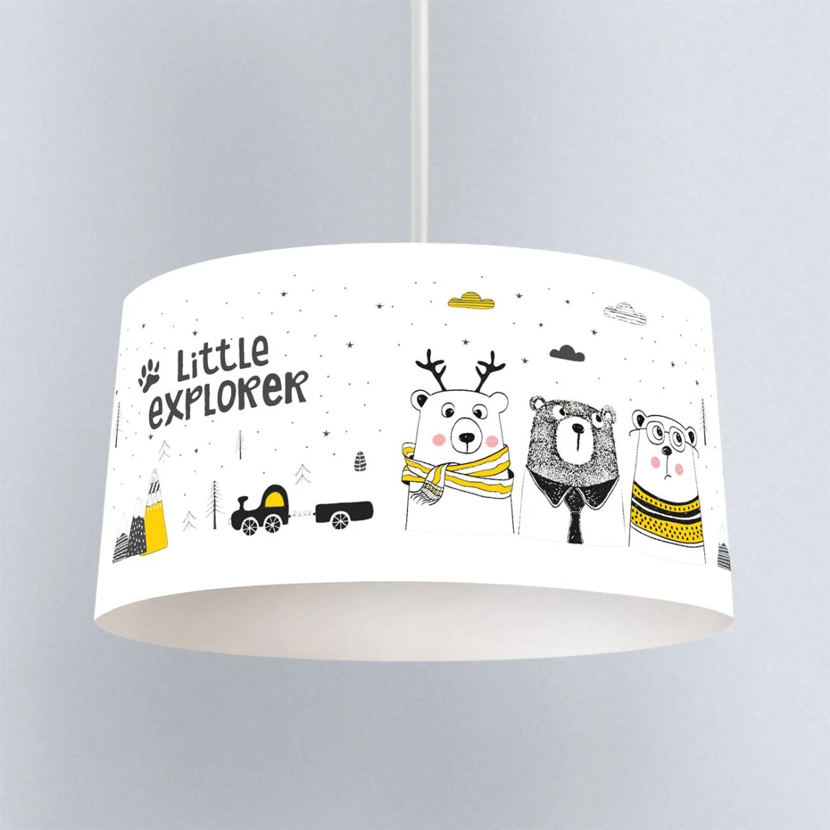 Ayılar Sarkıt Avize | Beyaz Dağlar, ağaçlar Desenli