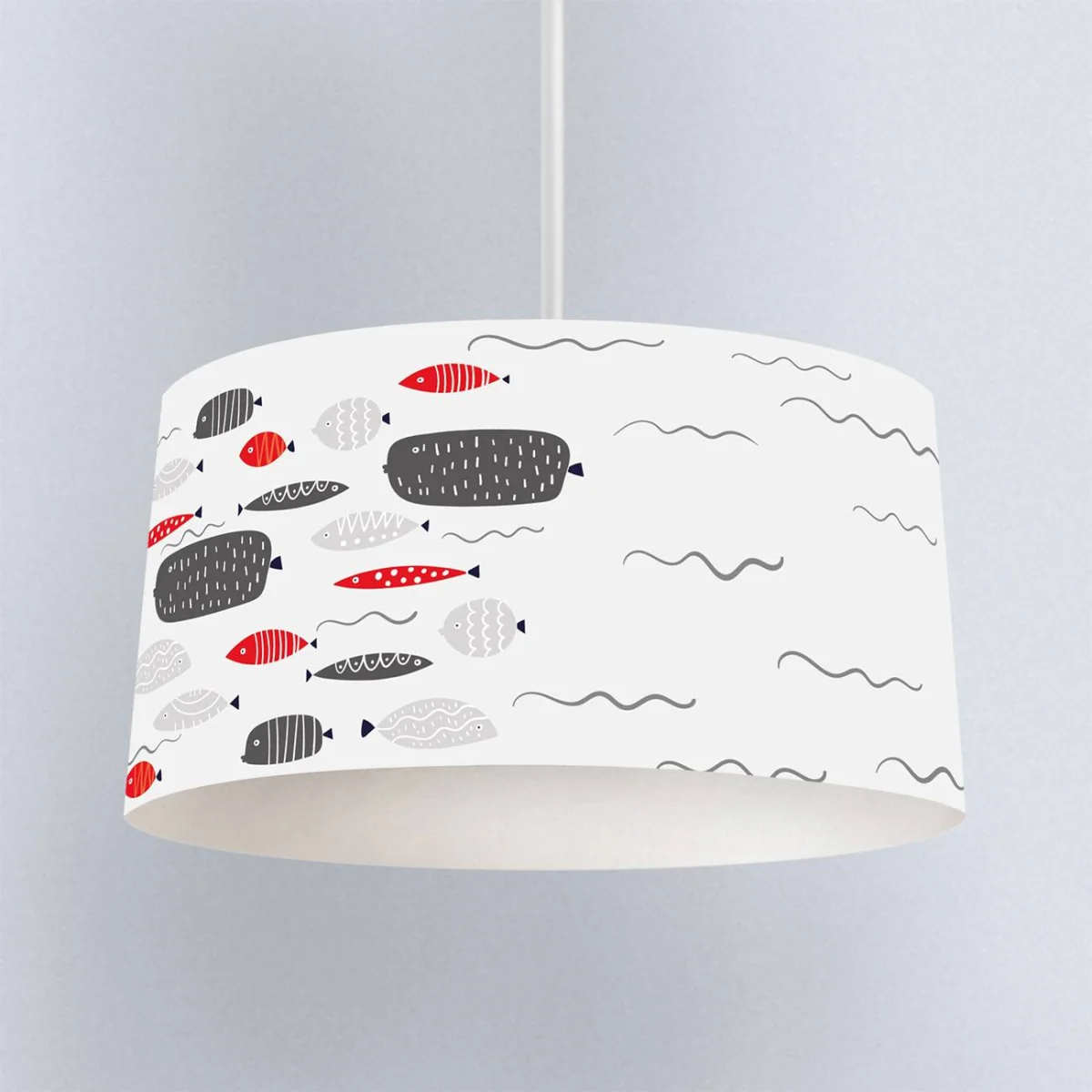 Balık Sarkıt Avize | Beyaz Dalga, küçük balık Desenli