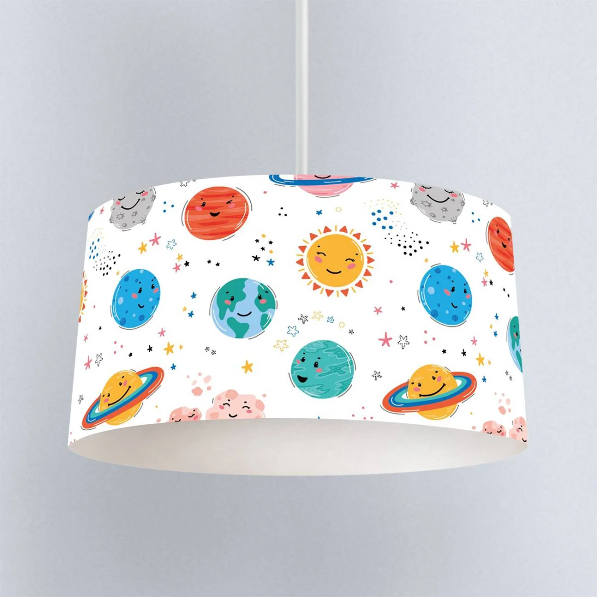 Uzay Sarkıt Avize | Beyaz gezegenler, güneş Desenli