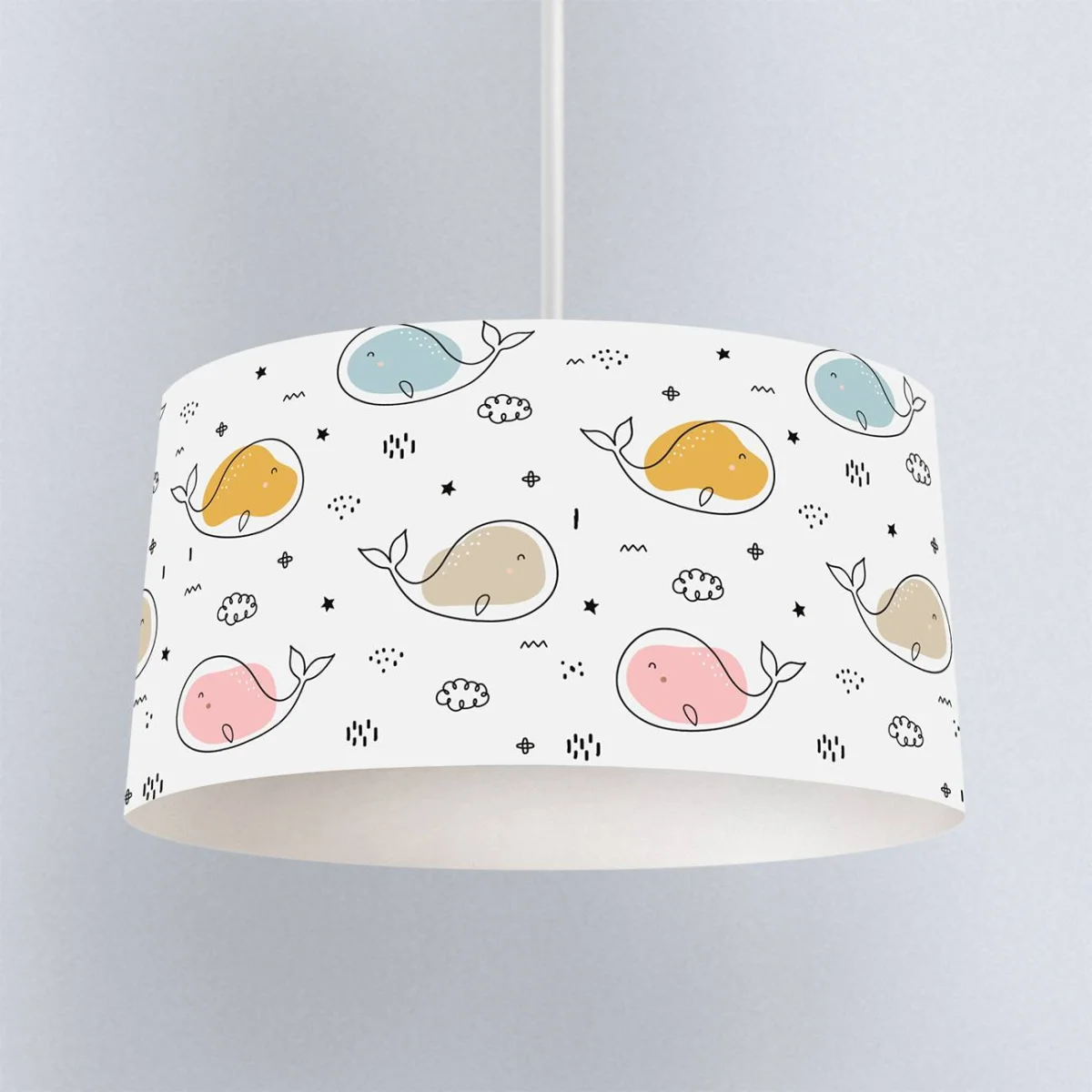 Balinalar Sarkıt Avize | Beyaz yıldız, bulut Desenli