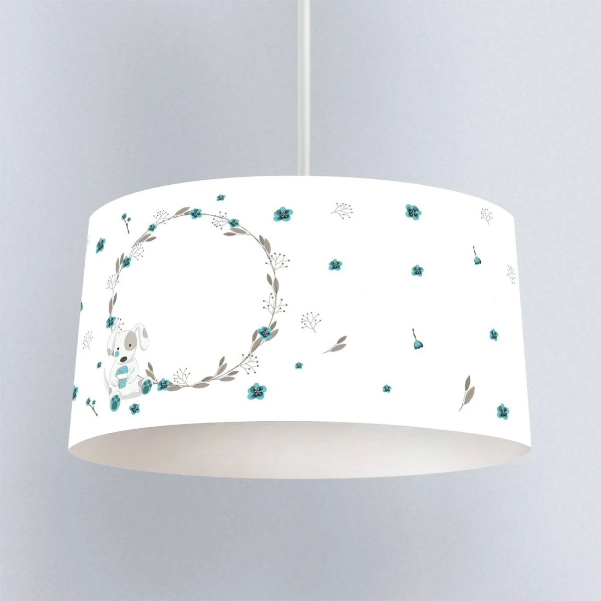 Köpek Sarkıt Avize | Beyaz Çiçekli çelenk, cupcake Desenli