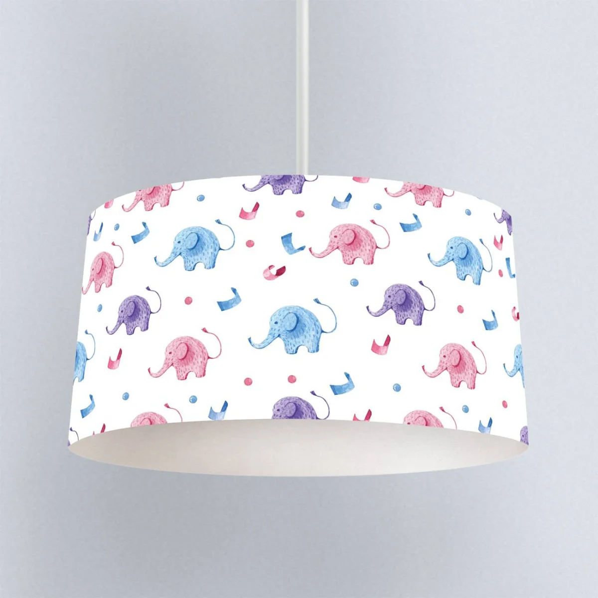 Filler Sarkıt Avize | Beyaz rengarenk noktalar ve geometrik şekiller Desenli