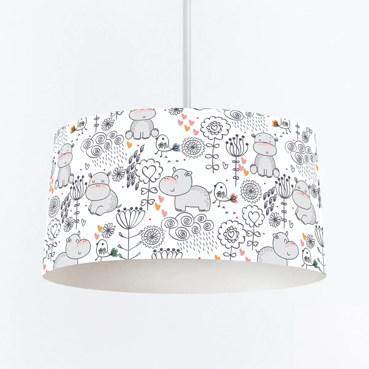 Su Aygırları Sarkıt Avize | Beyaz Çiçekler, kalpler Desenli