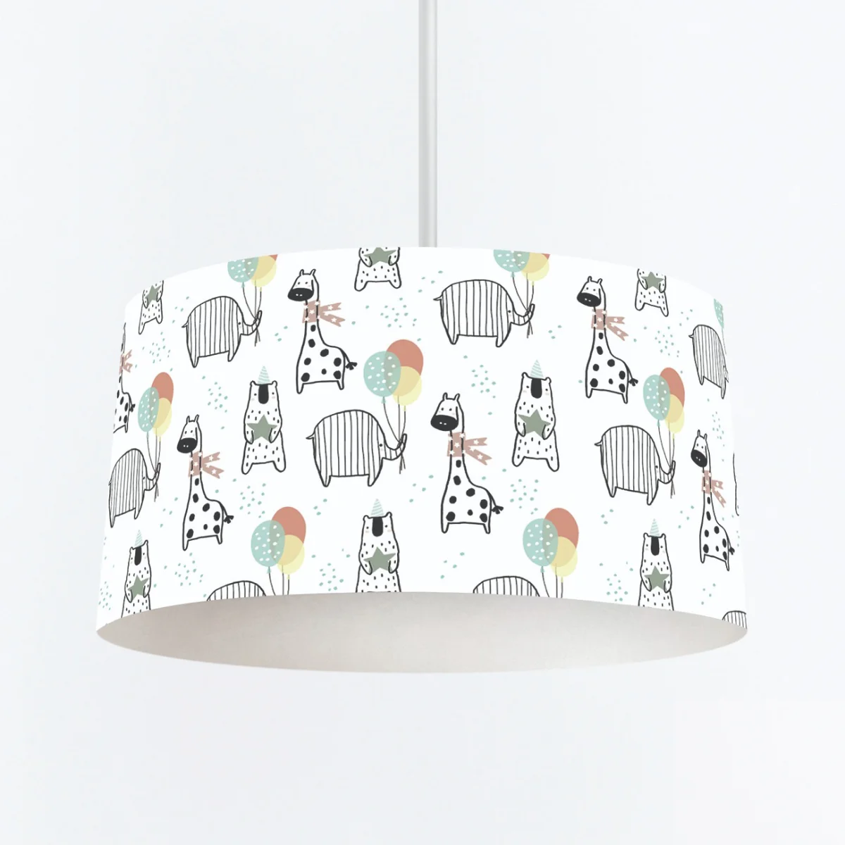 Orman Hayvanları Sarkıt Avize | Beyaz balonlar, parti şapkaları Desenli