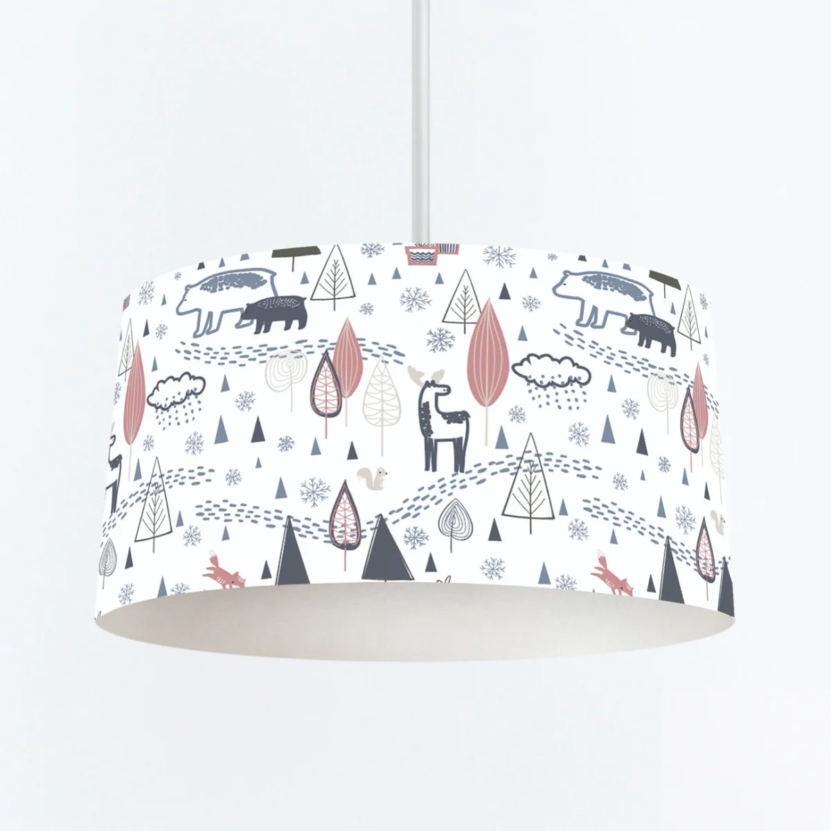 Orman Hayvanları Sarkıt Avize | Beyaz kar taneleri, ayak izleri Desenli