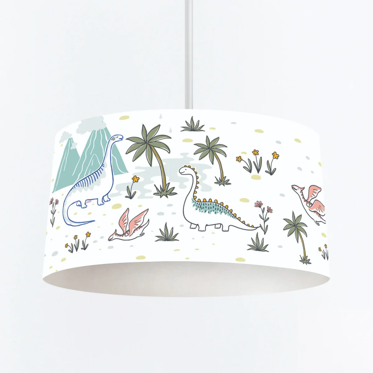 Dinozorlar Sarkıt Avize | Beyaz dağlar, bulutlar Desenli