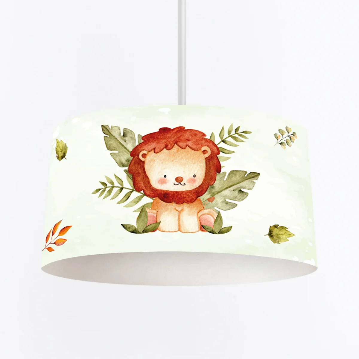 Orman Hayvanları Sarkıt Avize | Yeşil yapraklar, minik beyaz benekler Desenli