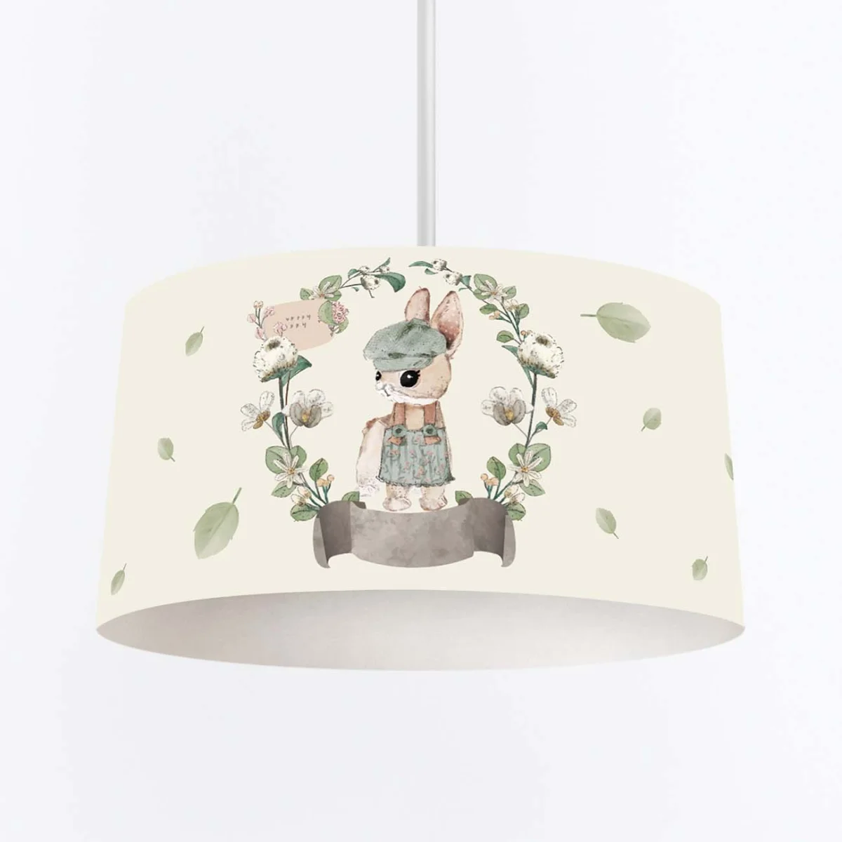 Tavşan Sarkıt Avize | Krem yapraklar, çiçekler Desenli