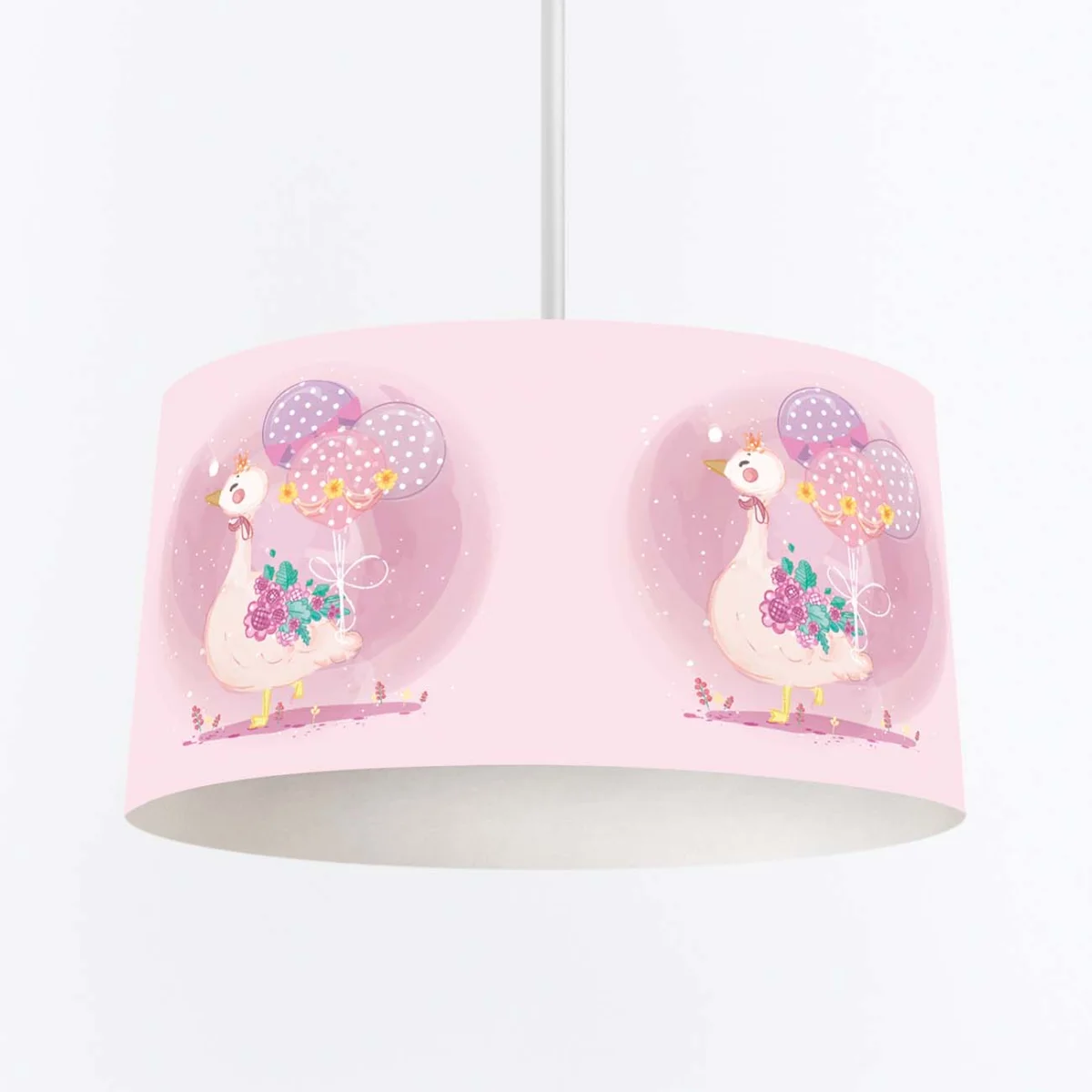 Prenses Kaz Sarkıt Avize | Pembe balonlar, çiçekler Desenli