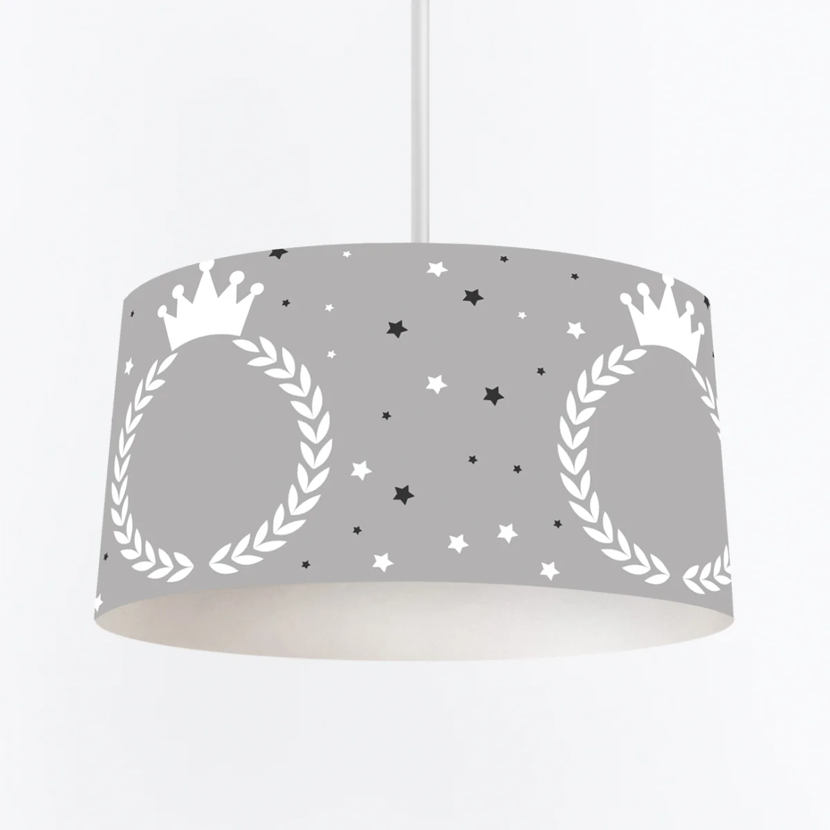 Kraliyet / Taç Sarkıt Avize | Gri Yıldızlar, defne yaprağı çelengi Desenli