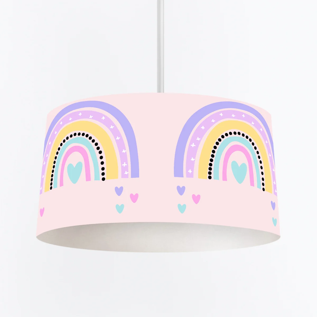 Gökkuşağı Sarkıt Avize | Pembe gökkuşağı, kalpler Desenli