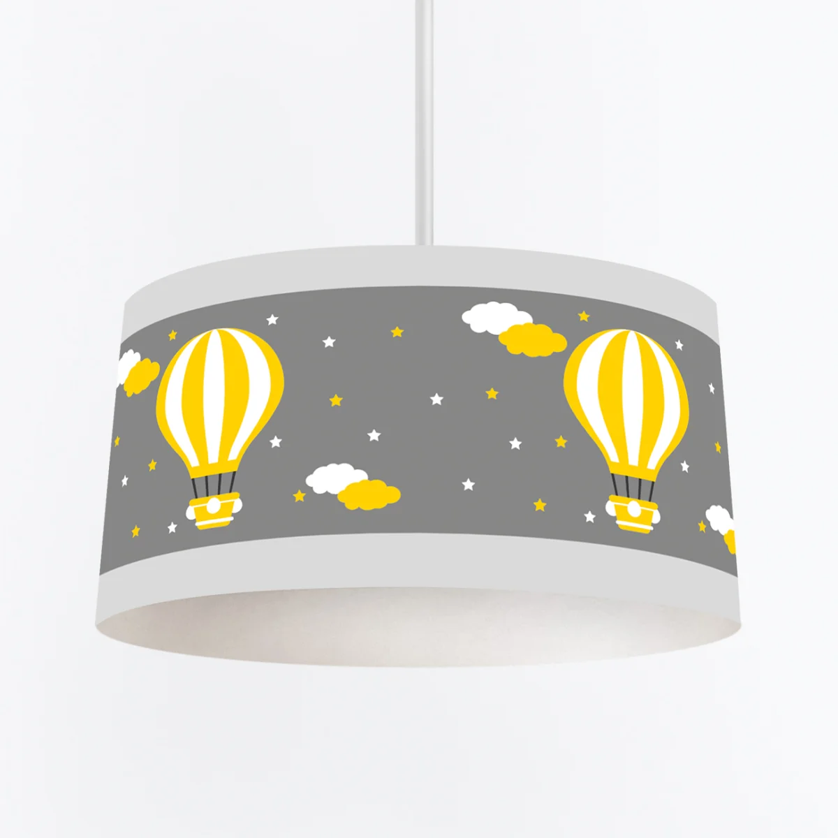 Sıcak hava balonu Sarkıt Avize | Gri yıldız, bulut Desenli