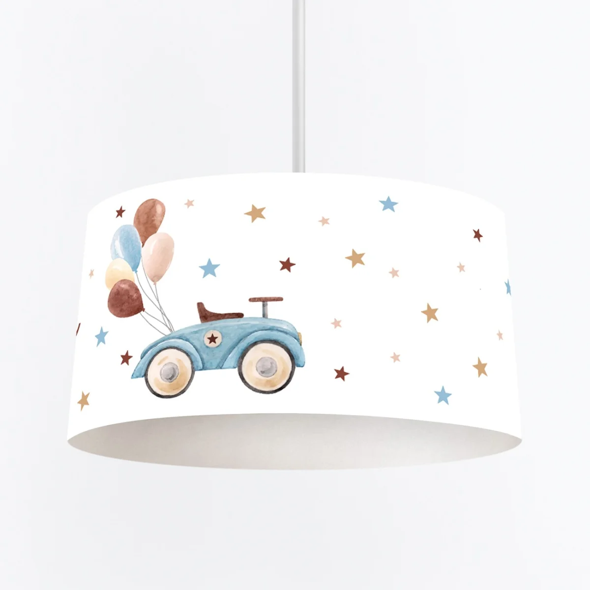 Oyuncak Araba Sarkıt Avize | Beyaz yıldızlar, balonlar Desenli
