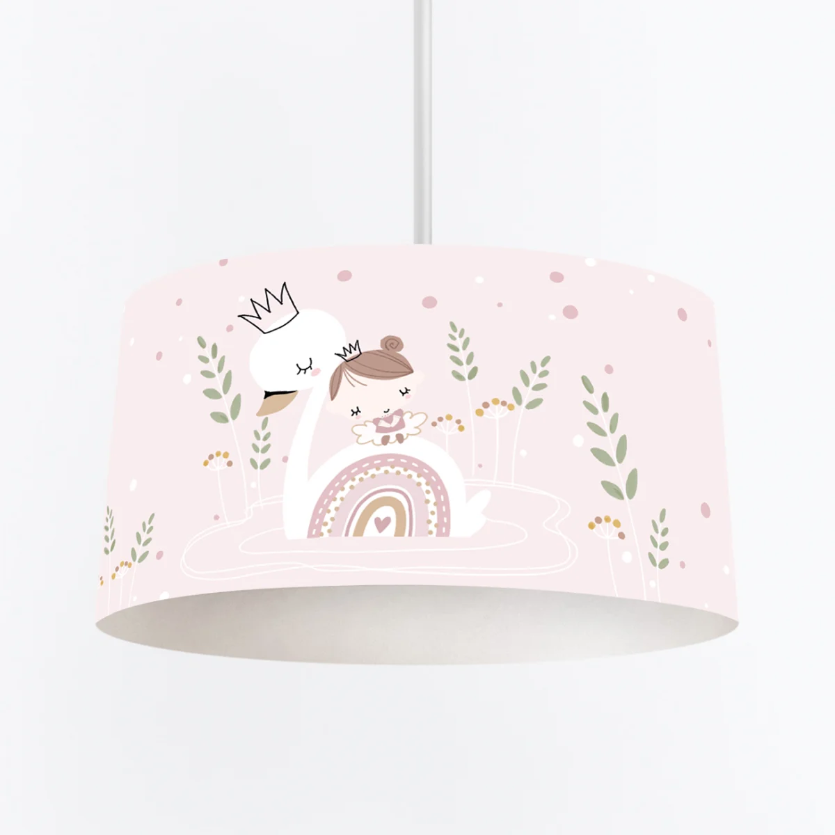 Kuğu Sarkıt Avize | Pembe kız çocuk, gökkuşağı Desenli