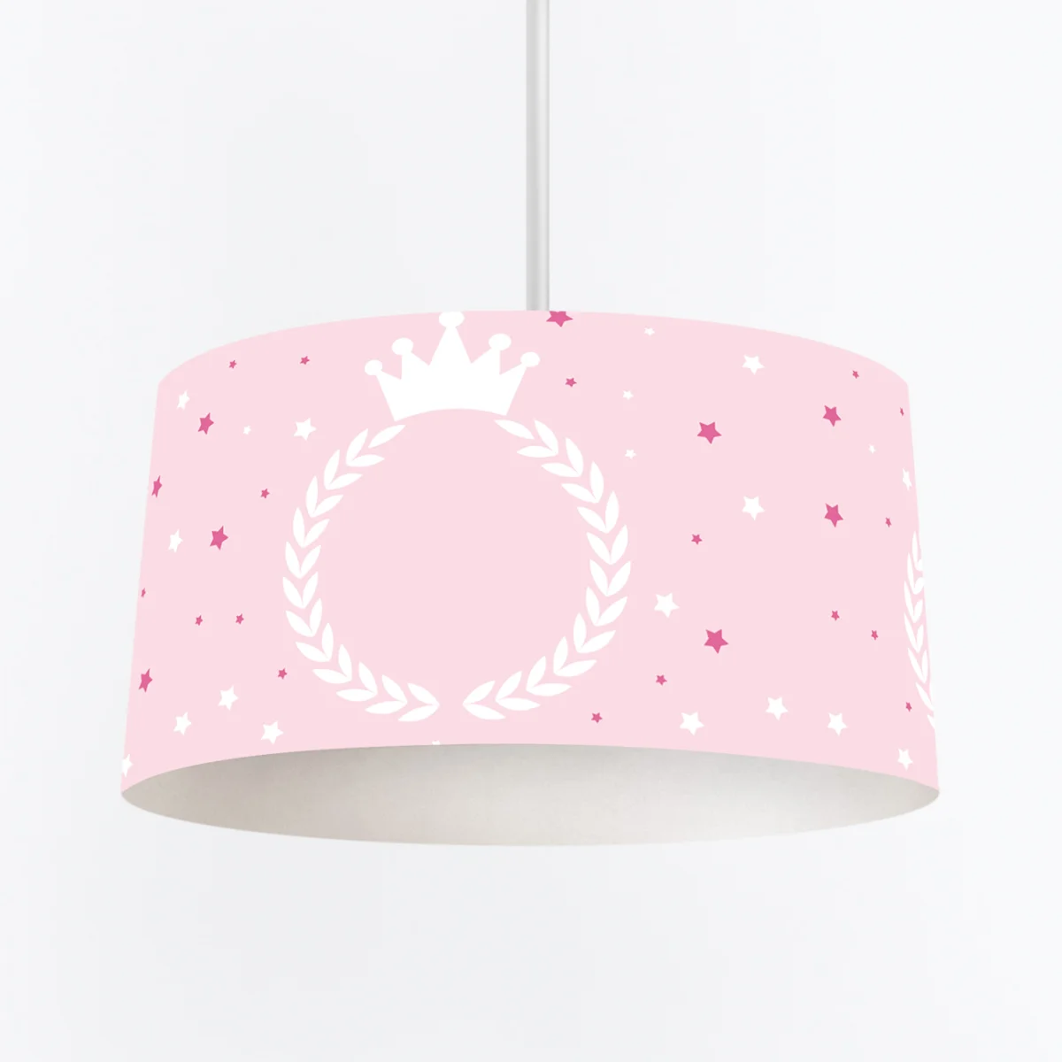 Prenses Sarkıt Avize | Pembe taç, defne çelengi ve yıldızlar Desenli