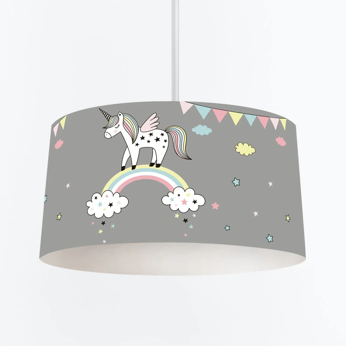 Unicorn Sarkıt Avize | Gri yıldız, bulut Desenli