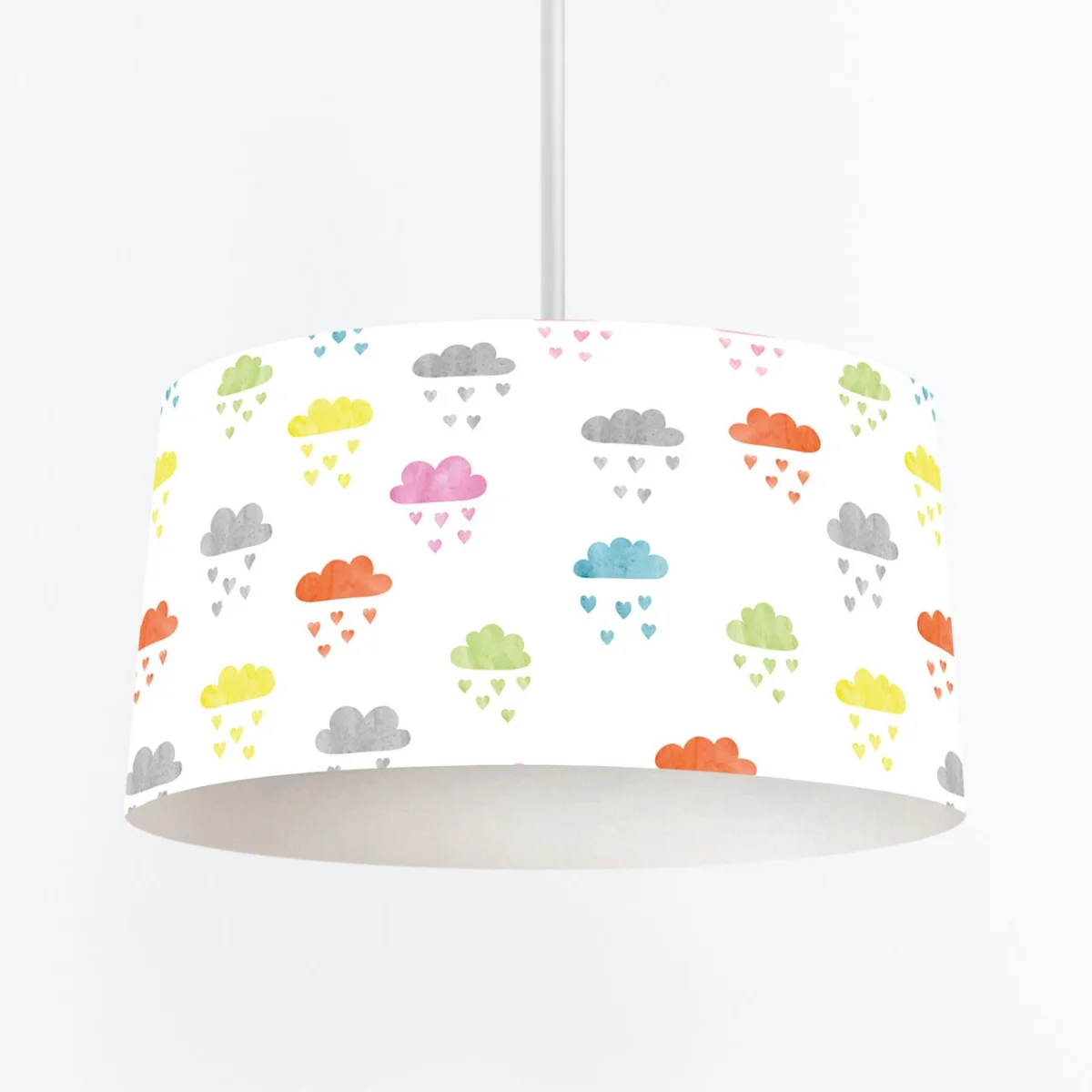 Bulutlar Sarkıt Avize | Beyaz Renkli bulutlar ve kalp yağmuru Desenli