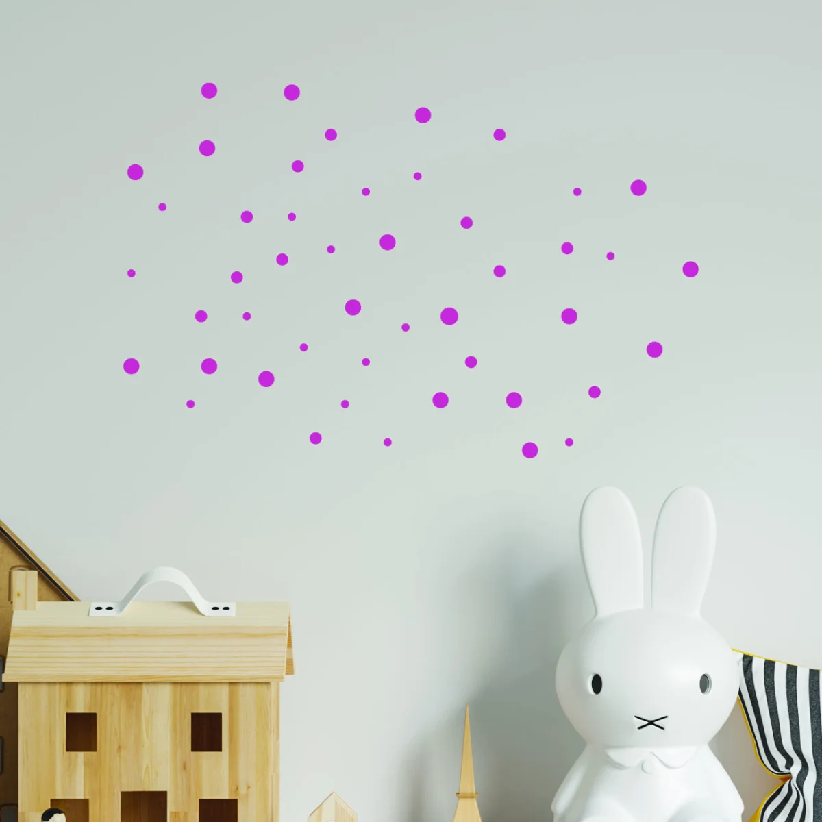Puantiyeler Duvar Sticker | Pembe dağınık puantiyeler Desenli