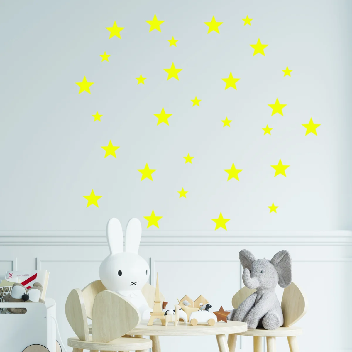 Yıldızlar Duvar Sticker | Sarı Farklı boyutlarda yıldızlar Desenli