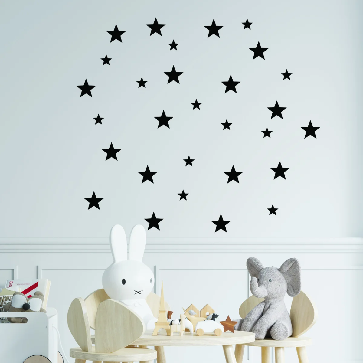 Yıldızlar Duvar Sticker | Siyah farklı boyutlarda Desenli