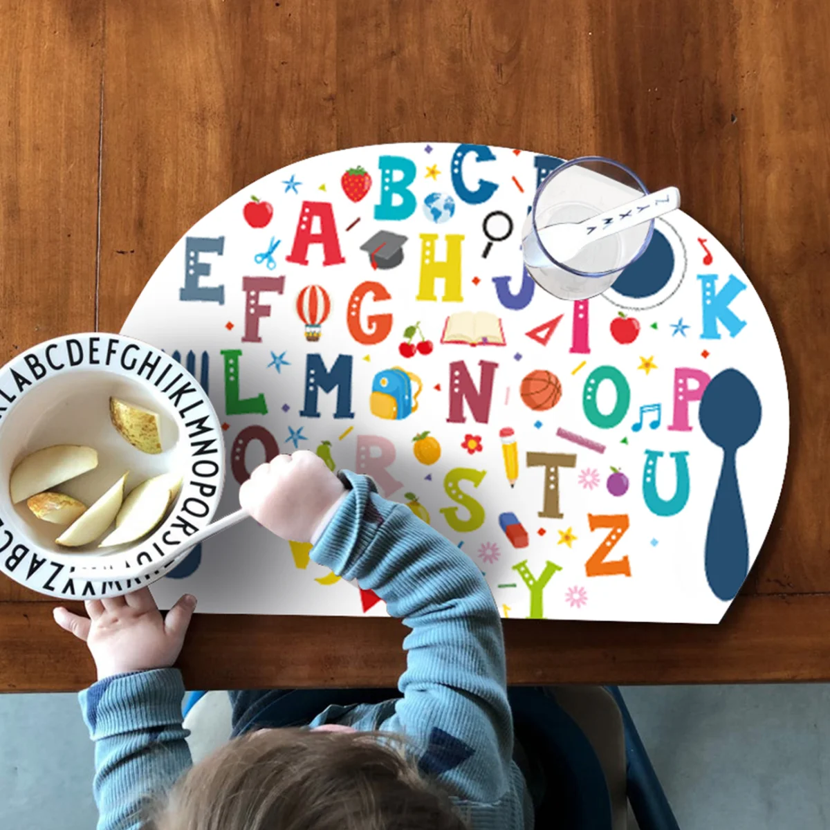 Alfabe Dekoratif Supla | Beyaz renkli harfler, eğitici objeler Desenli