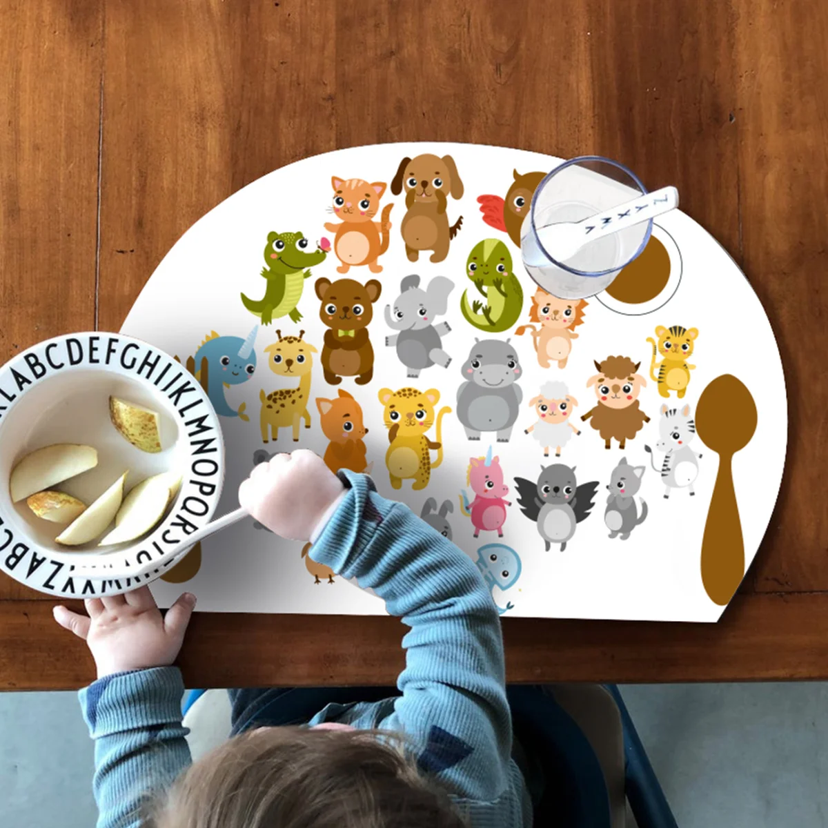 Orman Hayvanları Dekoratif Supla | Beyaz Çoklu sevimli hayvan figürleri Desenli