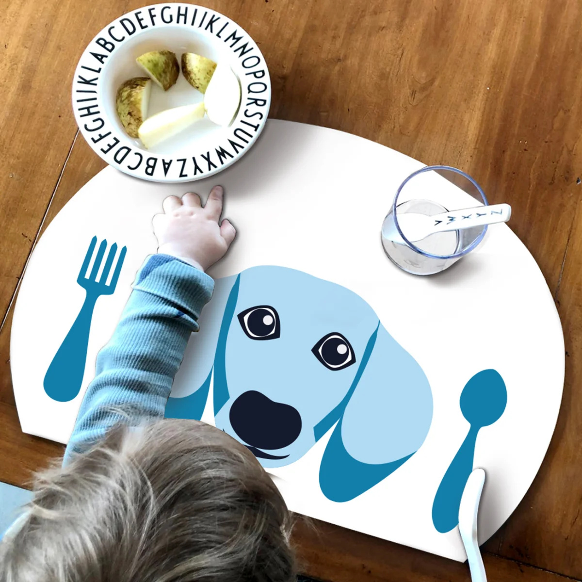 Köpek Dekoratif Supla | Mavi Mavi çatal ve kaşık Desenli