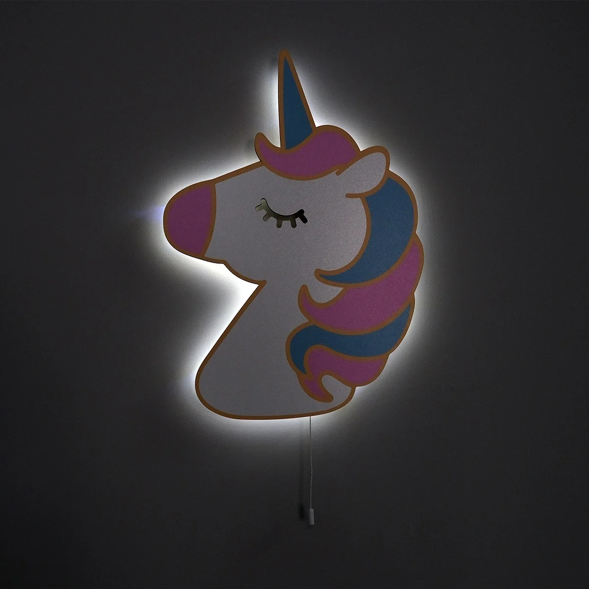 Unicorn Tasarım Avize | Beyaz Pembe burun, mavi boynuz Desenli