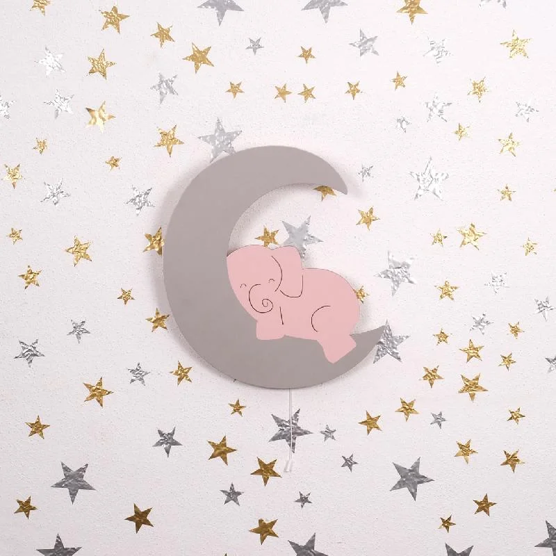 Fil Tasarım Avize | Beyaz ay, yıldızlar Desenli