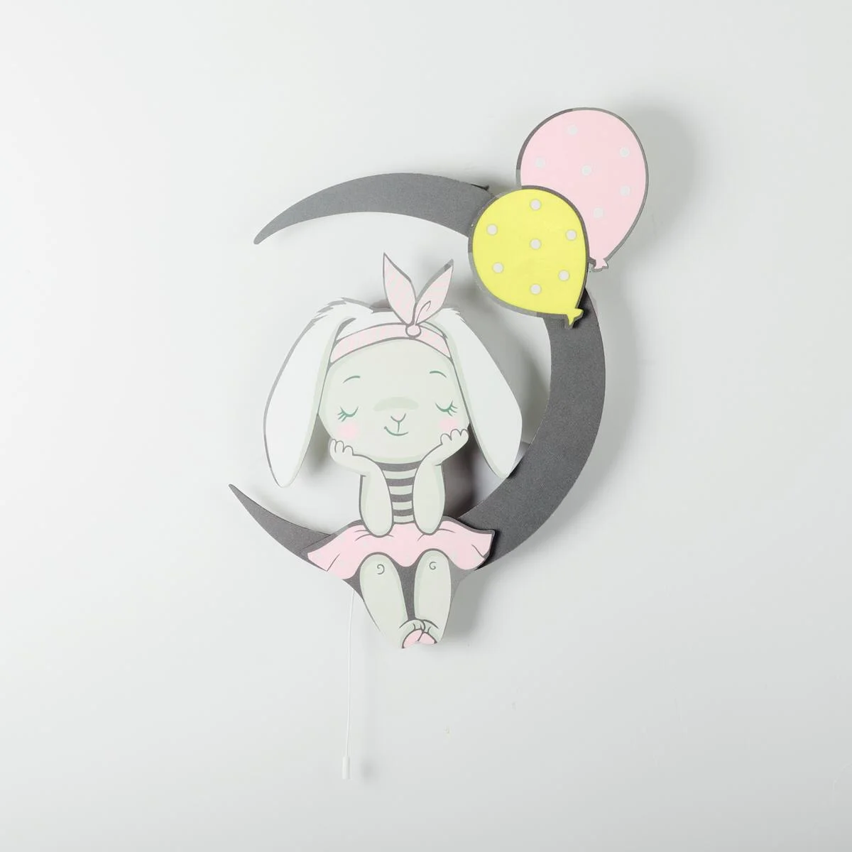 Tavşan Tasarım Avize | Pembe Ay, balonlar Desenli