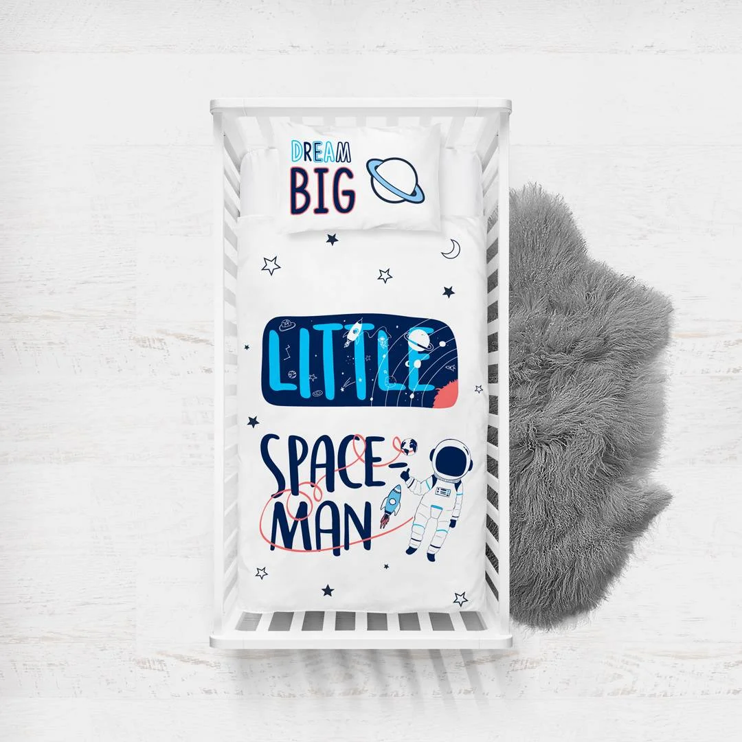 Uzay Yatak Örtüsü ve Pike | Beyaz yıldız, gezegen Desenli