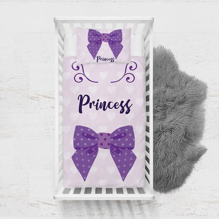 Prenses Yatak Örtüsü ve Pike | Lila Fiyonk, puantiye Desenli