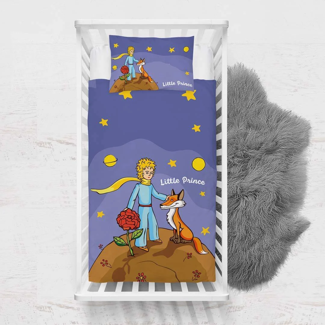 Küçük Prens Yatak Örtüsü ve Pike | Mor yıldız, gezegen Desenli